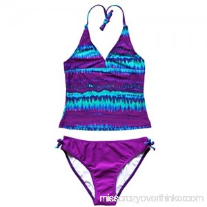 FREEBILY Girls Kids Mambo Tie-Dye Swimsuit Swimwear Beachwear Bathing Suits Purple B07F6ZNZX4